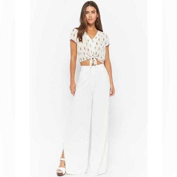 NWT Forever 21 Sheer Desert Cactus Print Crop Top Sz M Chic Fem Boho Country - Picture 2 of 14